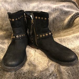 Ugg Fabrizia Black Suede Moto Boot